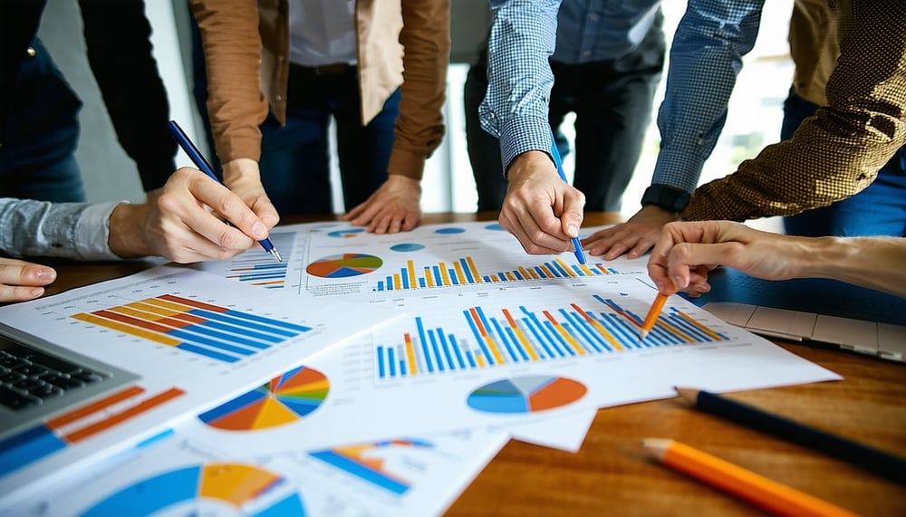 Marketing team analyzing data and creating strategies Marketing team analyzing data and creating strategies