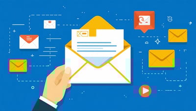 Email newsletter illustration with marketing icons Email newsletter illustration with marketing icons